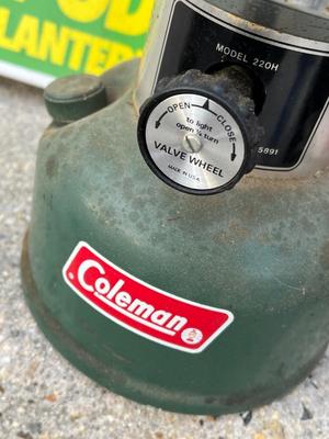 LOT 86G: Camping / Outdoors Equipment - Fishing Net, Cast Iron Pot, Binoculars, Lantern and More