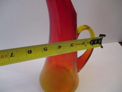 Kanawha Mid Century MCM Red/Yellow Amberina Crackle Glass Pitcher Approx 14 1/8" Tall