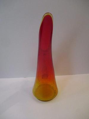 Kanawha Mid Century MCM Red/Yellow Amberina Crackle Glass Pitcher Approx 14 1/8" Tall