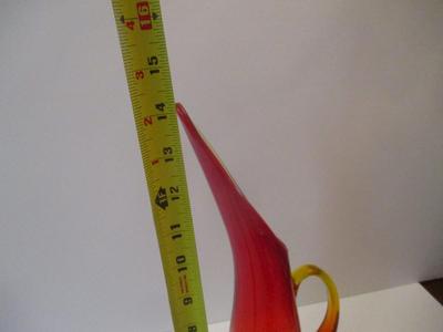 Kanawha Mid Century MCM Red/Yellow Amberina Crackle Glass Pitcher Approx 14 1/8" Tall