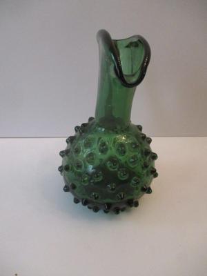 Approx 8" Tall Vintage Green Hobnail Glass Pitcher