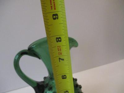 Approx 8" Tall Vintage Green Hobnail Glass Pitcher