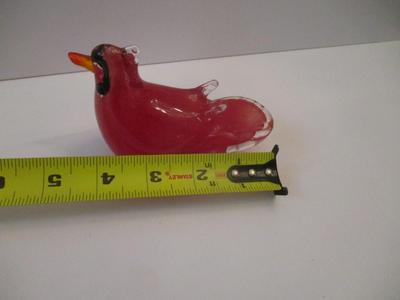 Cardinal Bird Murano Style Art Glass Paperweight