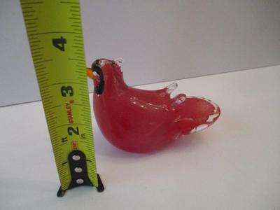 Cardinal Bird Murano Style Art Glass Paperweight