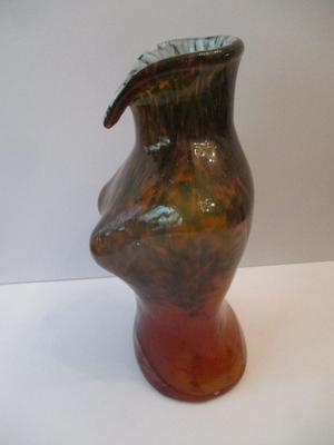 Art Glass Vase Woman Bust Figural 12 1/2" Tall