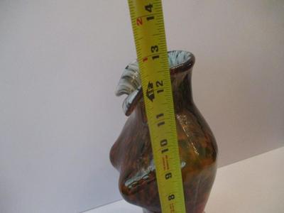 Art Glass Vase Woman Bust Figural 12 1/2" Tall