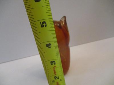 5" Tall Murano Style Amber White Art Glass Owl
