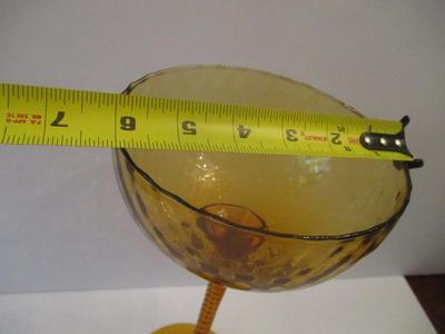 12" Tall Art Glass Amber Candy Dish