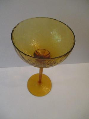 12" Tall Art Glass Amber Candy Dish