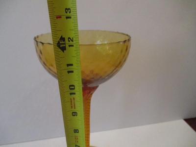 12" Tall Art Glass Amber Candy Dish