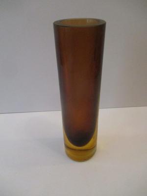 Approx 8 1/2" Brown Glass Vase