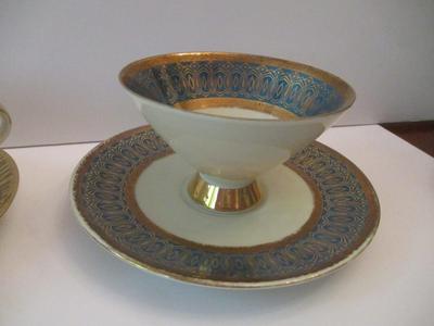 Vintage Handpainted Bavaria Ornament Bareuther Bavaria Elfenbein Royal Stafford Porcelain Tea Cup & Saucers