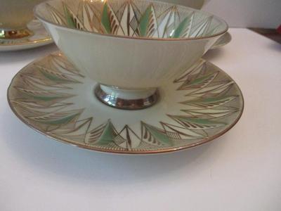 Vintage Handpainted Bavaria Ornament Bareuther Bavaria Elfenbein Royal Stafford Porcelain Tea Cup & Saucers