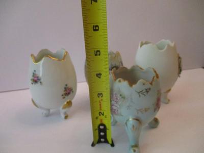 Porcelain Footed Egg Vases Limoges Castel Inarco & Lefton China Hand Painted