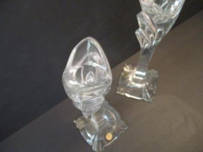Slovakia Crystal Candlestick Holders 24% Lead Crystal 9.5” High