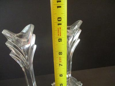 Slovakia Crystal Candlestick Holders 24% Lead Crystal 9.5” High