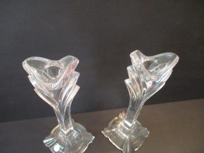 Slovakia Crystal Candlestick Holders 24% Lead Crystal 9.5” High