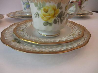 Vintage Arabella Atelier Porzellan Tea Cups & Saucers & Dessert Plate #4