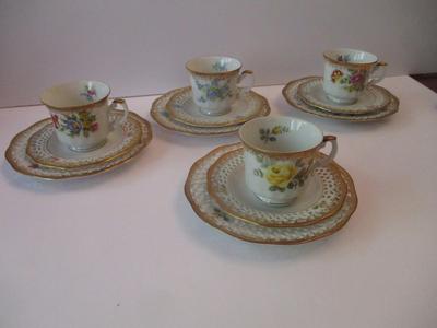 Vintage Arabella Atelier Porzellan Tea Cups & Saucers & Dessert Plate #4