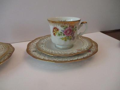 Vintage Arabella Atelier Porzellan Tea Cups & Saucers & Dessert Plate #4