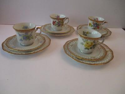 Vintage Arabella Atelier Porzellan Tea Cups & Saucers & Dessert Plate #5