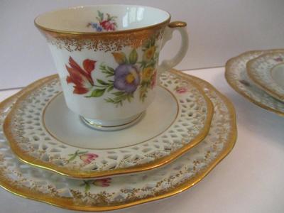 Vintage Arabella Atelier Porzellan Tea Cups & Saucers & Dessert Plate #5