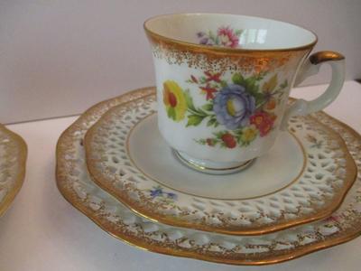 Vintage Arabella Atelier Porzellan Tea Cups & Saucers & Dessert Plate #5