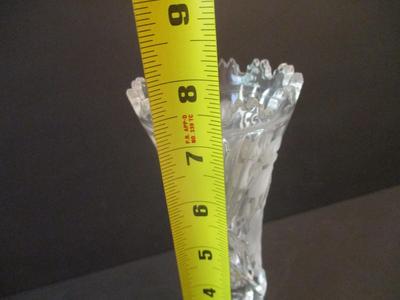 Vintage Beyer Lead Crystal Glass Vase With Leaves & Grapes Approx 7 1/2" Tall