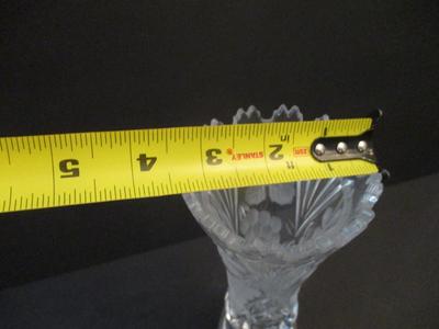 Vintage Beyer Lead Crystal Glass Vase With Leaves & Grapes Approx 7 1/2" Tall
