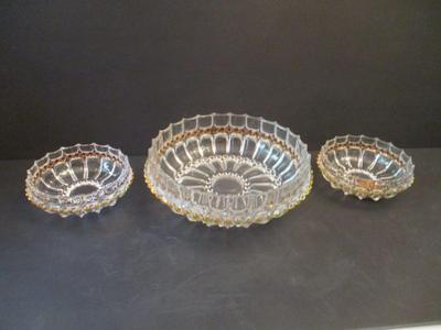 Vintage Hofbauer Bleikristall Germany Decorative Bowls With Amber Accents