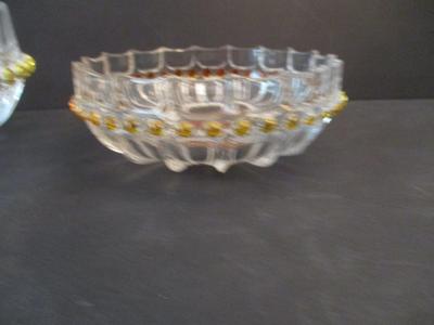 Vintage Hofbauer Bleikristall Germany Decorative Bowls With Amber Accents