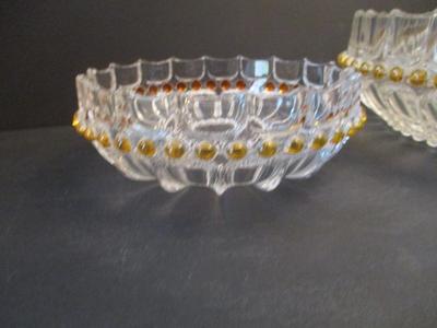Vintage Hofbauer Bleikristall Germany Decorative Bowls With Amber Accents