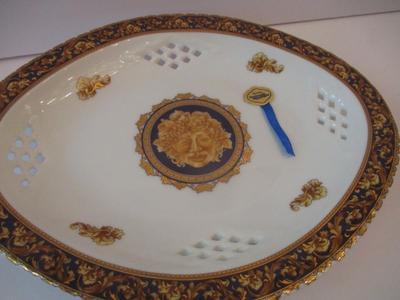Vintage T. Limoges Bacchus Oval Reticulated Porcelain Plate
