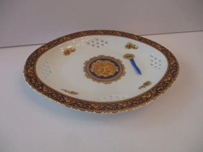 Vintage T. Limoges Bacchus Oval Reticulated Porcelain Plate