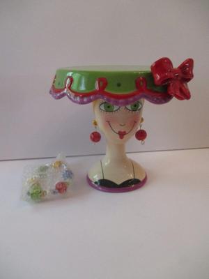 Appletree Sugar High Social By Babs Ceramic Center Piece/Cake Stand Approx 7" Tall