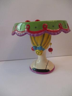 Appletree Sugar High Social By Babs Ceramic Center Piece/Cake Stand Approx 7" Tall