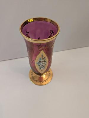 Hand Painted Bohemian Vase Approx 9 1/4" Tall