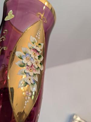 Hand Painted Bohemian Vase Approx 9 1/4" Tall