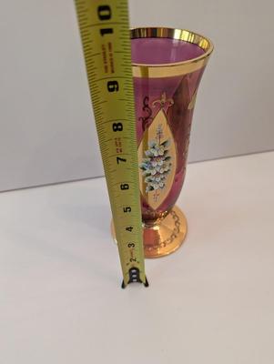Hand Painted Bohemian Vase Approx 9 1/4" Tall