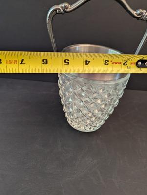 Vintage Crystal Pattern Glass Ice Bucket Approx 9 1/4" Tall