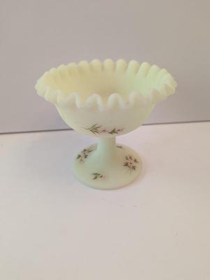 Hand Painted Fenton Custard Satin Glass
