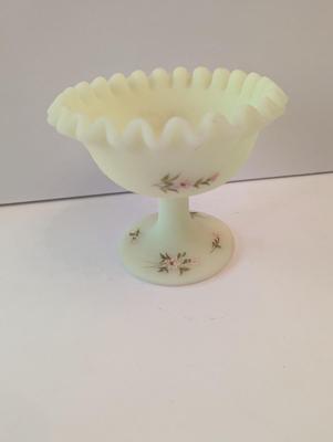 Hand Painted Fenton Custard Satin Glass