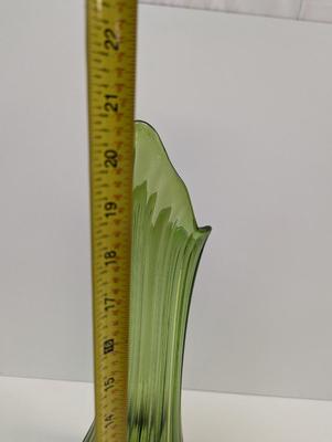 Tall LE Smith Green Swung Vase Approx 20 3/4" Tall #33