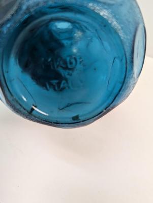 Empoli Made In Italy Blue Glass Decanter #35 Approx 11" Tall