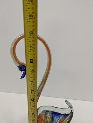 Art Glass Hand Blown Swan Bowl Multi-Color