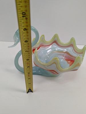 Vintage Murano Style Glass Swan Bird Bowl #39
