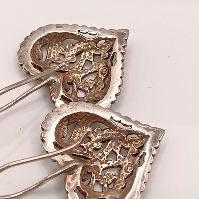 LOT 2: Midas 925 Designer Ring with 14K Accents, Sterling Heart Earrings & 925 Italy Sterling Chain and Slide Pendant with Lapis...