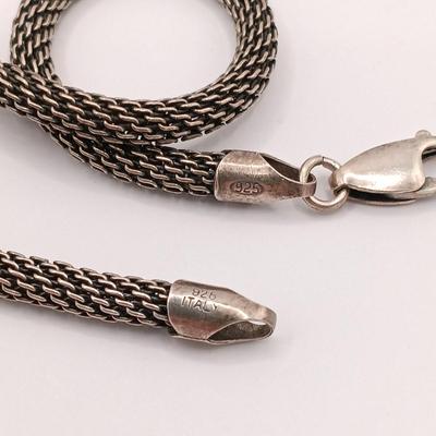 LOT 2: Midas 925 Designer Ring with 14K Accents, Sterling Heart Earrings & 925 Italy Sterling Chain and Slide Pendant with Lapis...