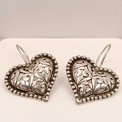 LOT 2: Midas 925 Designer Ring with 14K Accents, Sterling Heart Earrings & 925 Italy Sterling Chain and Slide Pendant with Lapis...