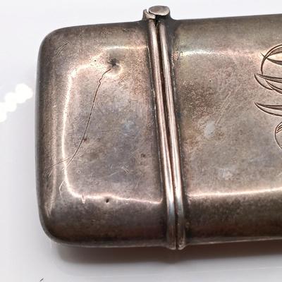 LOT 3: Sterling Silver with Compact with Engraved Silver-Tone Match Holder
